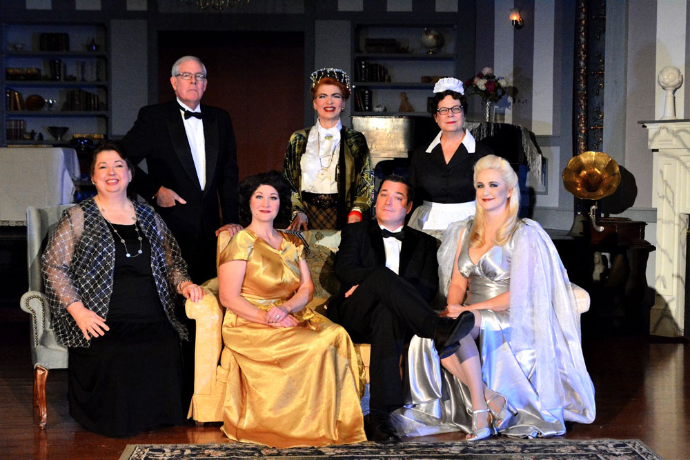 All 7 cast members of Blithe Spirit in costume